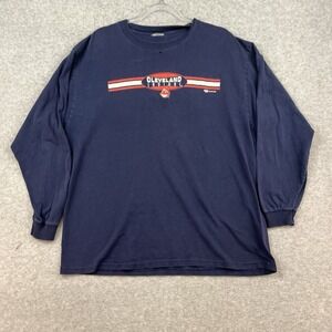 Vintage Cleveland Indians Shirt Mens XL Long Sleeve Wahoo Blue 2000 Y2K Red MLB